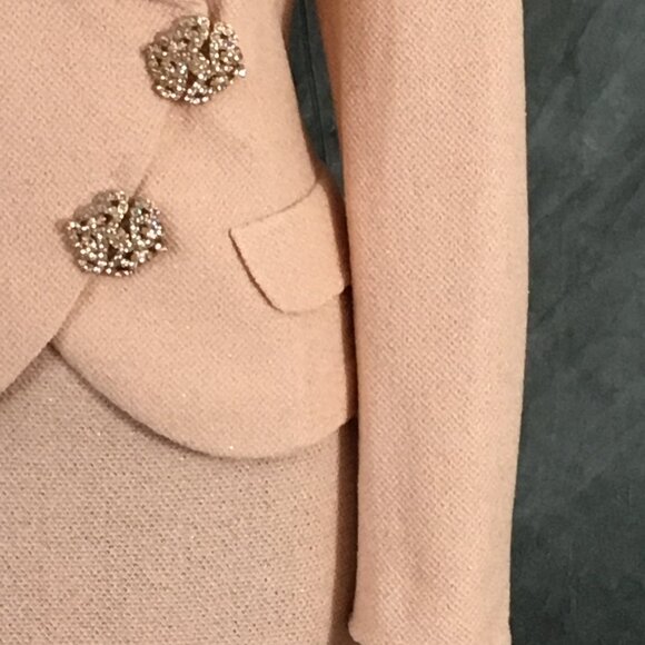 BEAUTIFUL St John evening knit light orange rhinestones jacket skirt suit 10 12 - Picture 6 of 11
